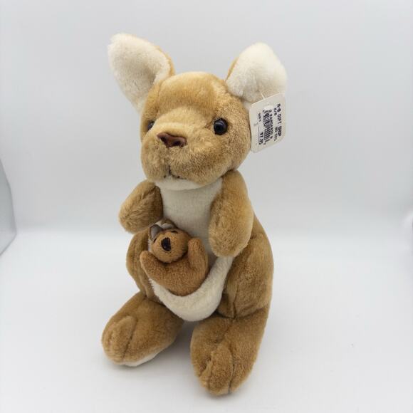 BJ Toy Company, Inc. Plush 10.5" Kangaroo with Baby Joey in Pouch - Picture 1 of 9